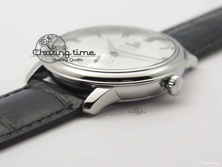 0814 De Ville MK 1:1 Best Edition SS White Dial On Black Leather Asian Seagull T1701 (Sec@6) Sporty 8244